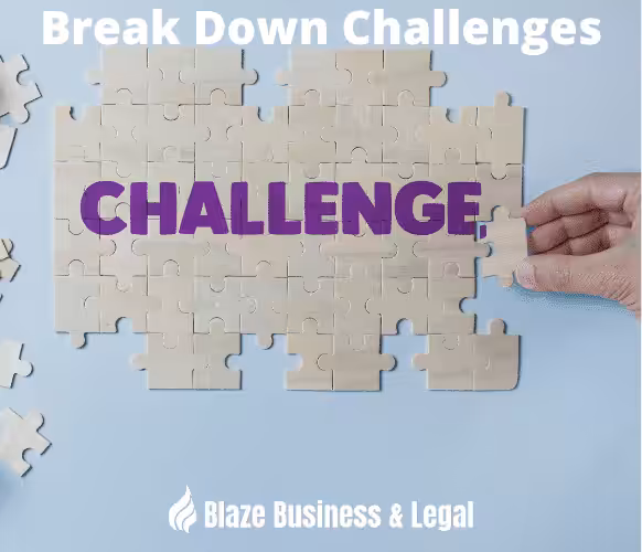 Jigsaw pieces with the word "Challenge". Business Improvement - Break Down Challenges - Blaze Business & Legal
