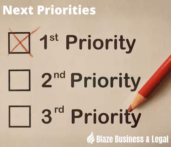 Image of a priorities list. Business Improvement - Next Priorities - Blaze Business & Legal