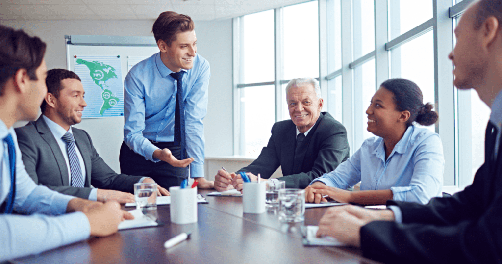 Meeting with Business Service Provider and Clients. Business Services