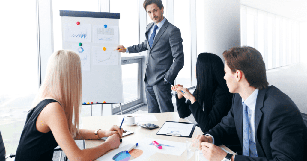 Business advisor discussing business cashflow. Business services