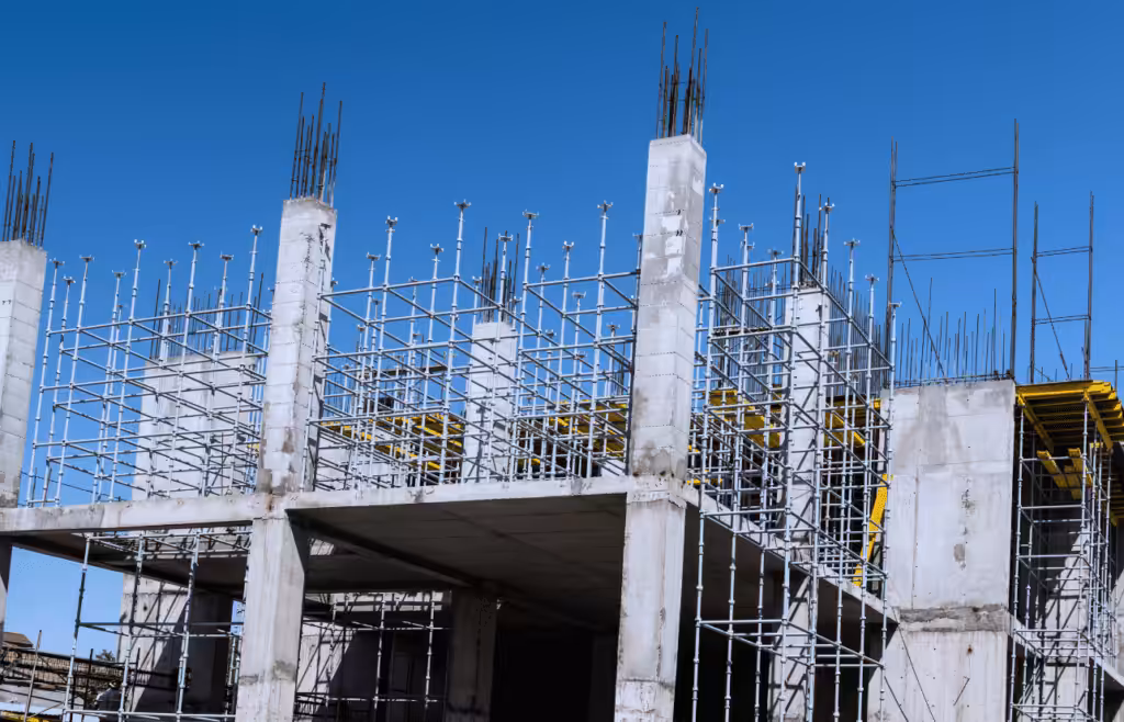 Metal concrete structures of a building under construction. DLP Meaning