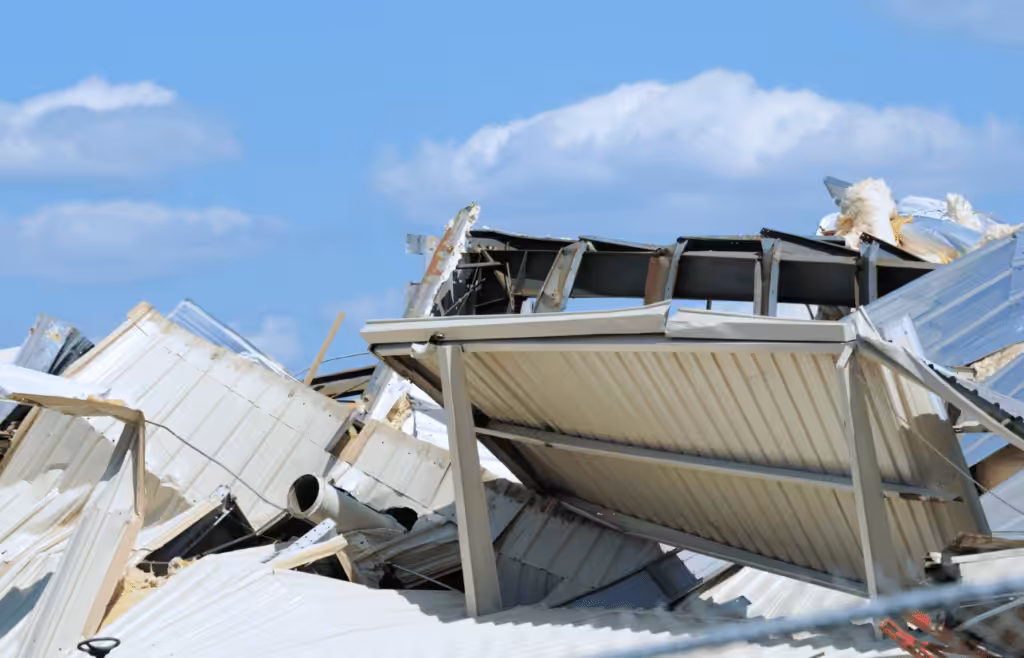A collapsed building. DLP Meaning