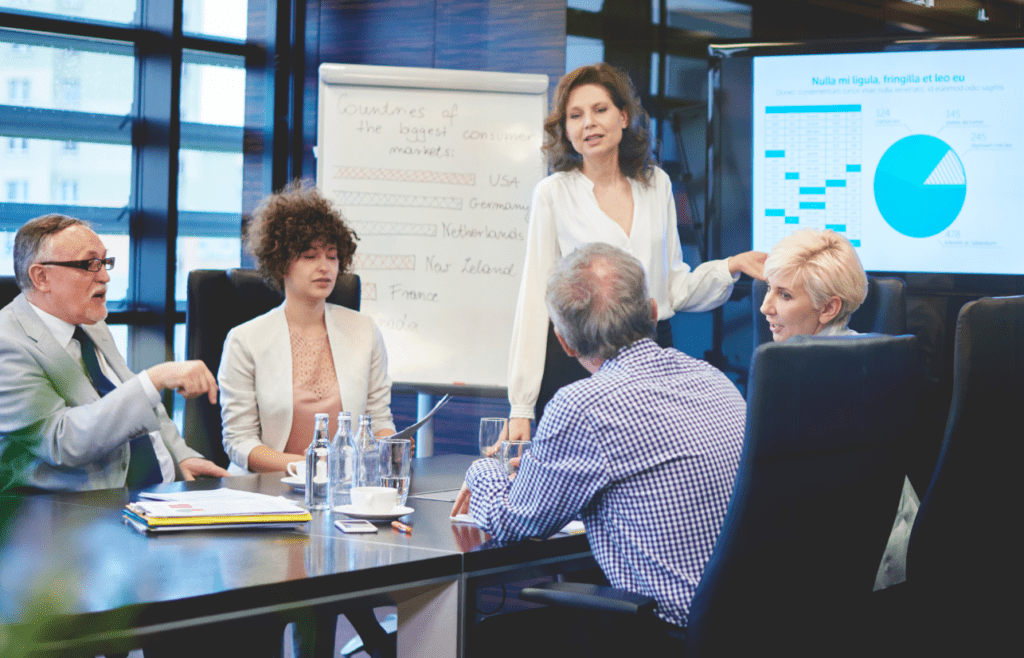Discover Expert Management Consulting and Strategy Consulting 5 Woman leading the business meeting. Management Consulting and Strategy Consulting
