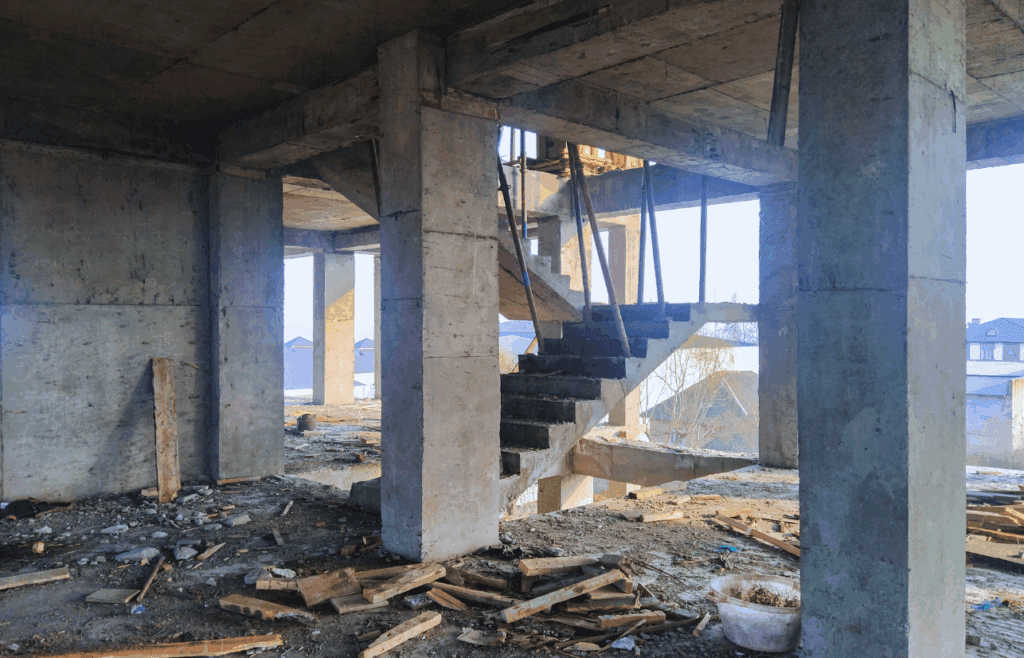 Empty construction area. Constuction and Contracting