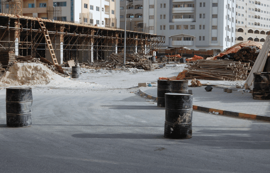 Construction site with multiple pieces of heavy equipment. Constuction and Contracting