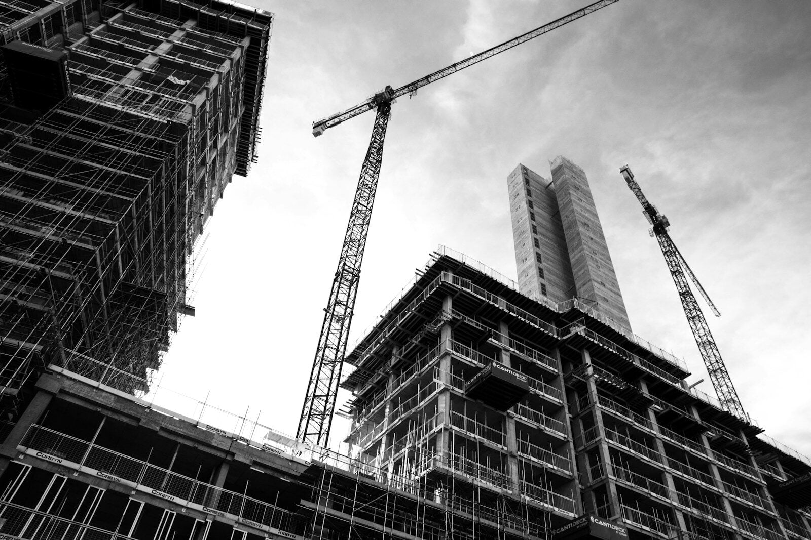 Building site with cranes. Construction Contracts. Construct-Only Contracts
