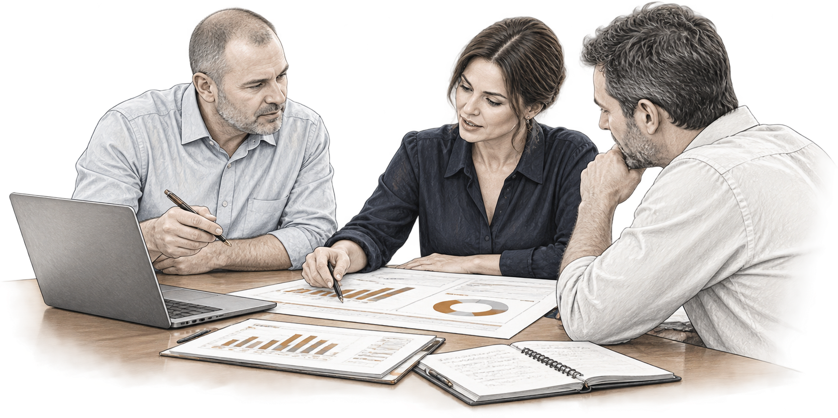 Client attending meeting to receive Business Advice from 2 Business Advisers. Business Advisory Services Brisbane - Blaze Business & Legal