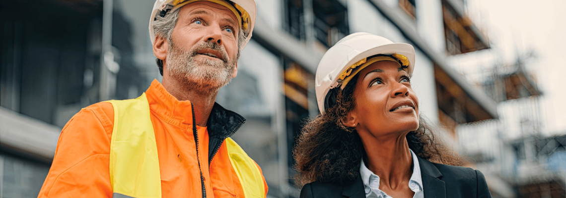 Construction professionals visiting construction site. Ex Partner Still Director. Blaze Business & Legal